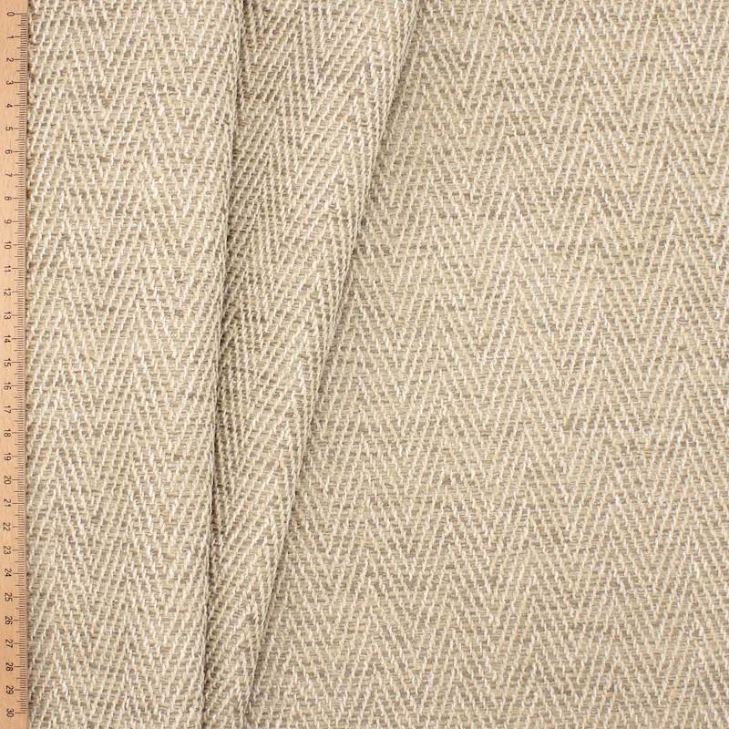 Tissu ameublement jacquard - écru et beige