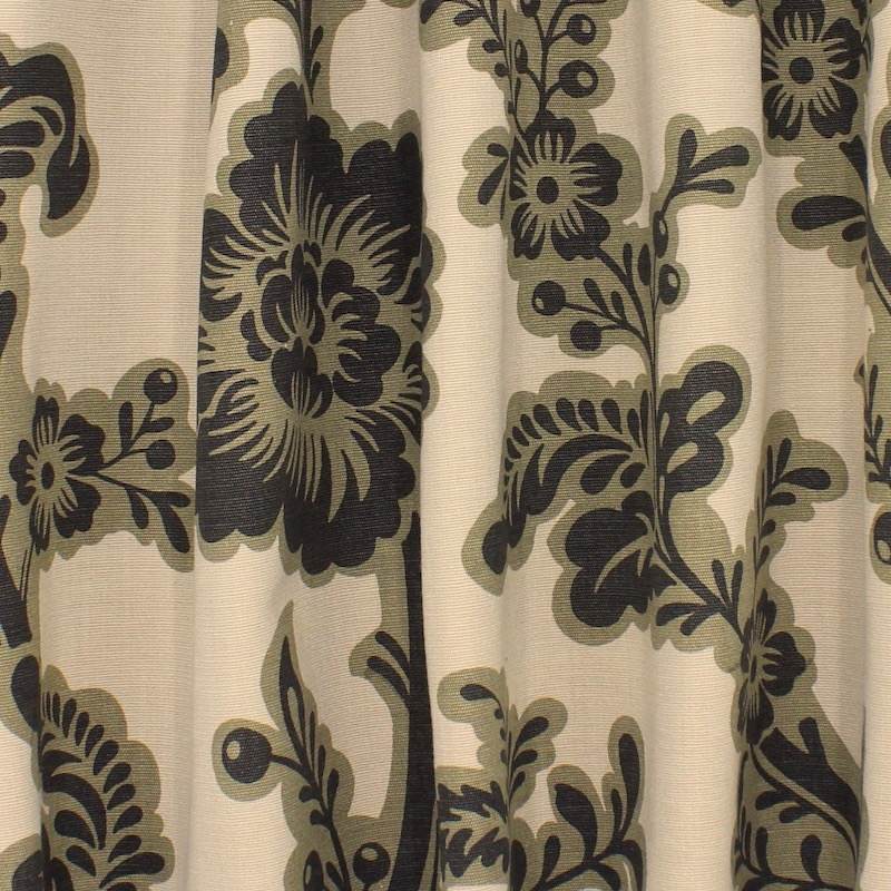 Floral printed cotton fabric - beige /khaki