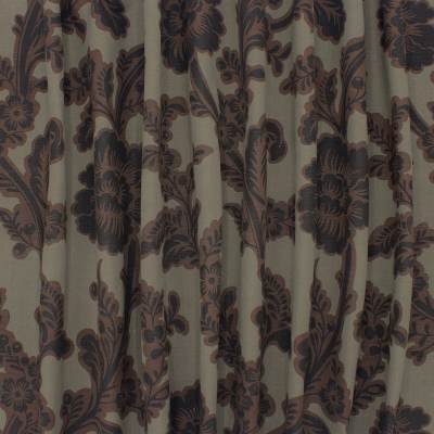 Floral printed cotton fabric - khaki