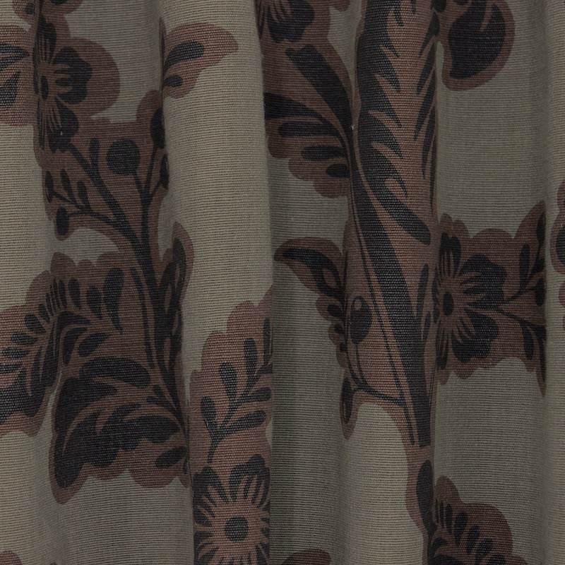 Floral printed cotton fabric - khaki