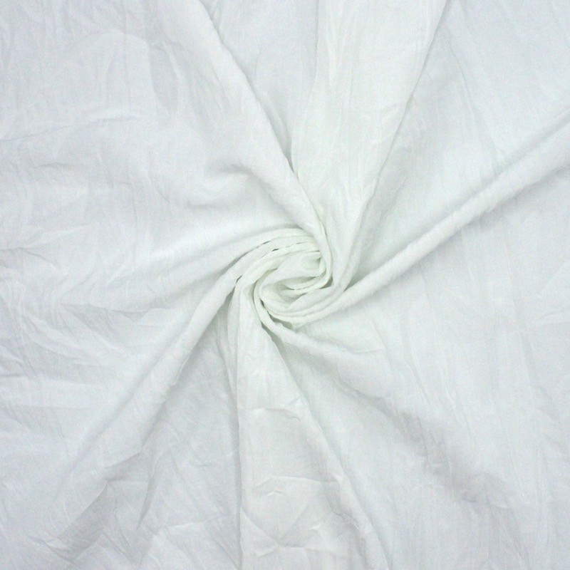 Tissu en polyester aspect froissé blanc