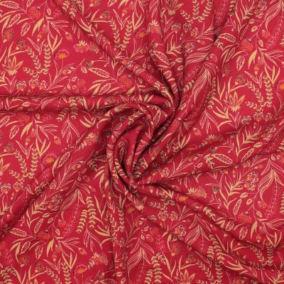 100% viscose met bloemen - rood 