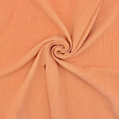 Tissu double gaze effet lin orange