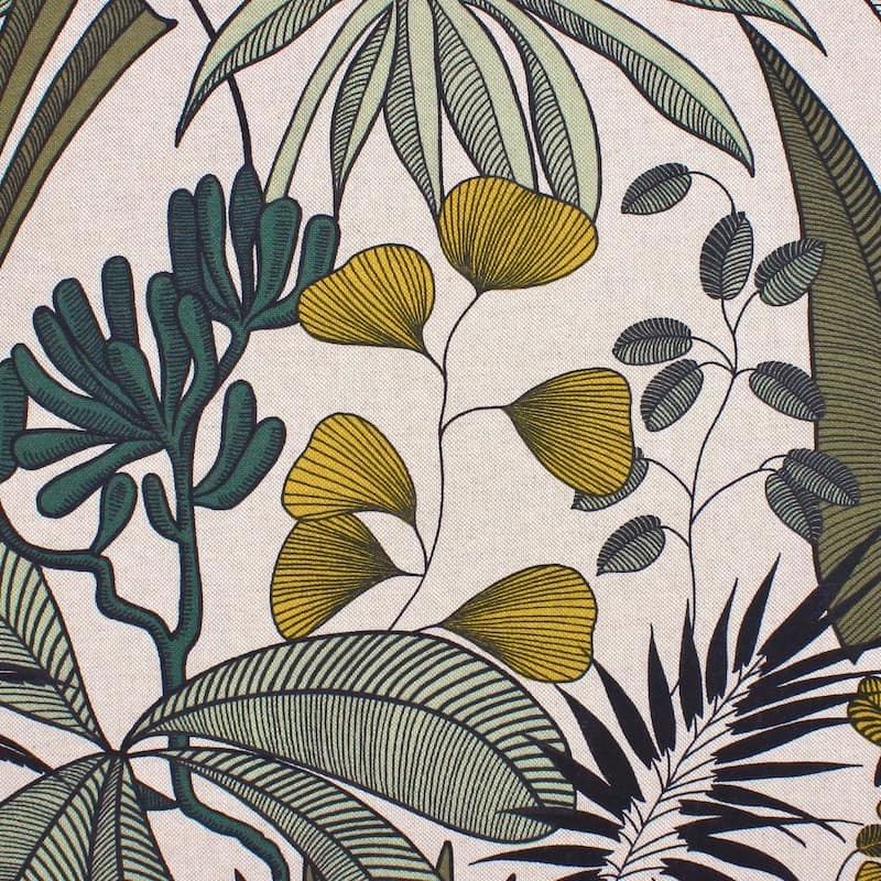 Upholstery fabric with foliage - beige 