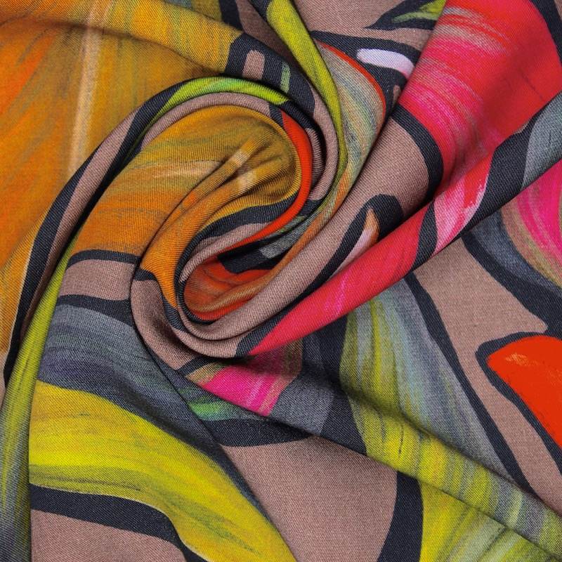 100% viscose printed twill - dead leaf