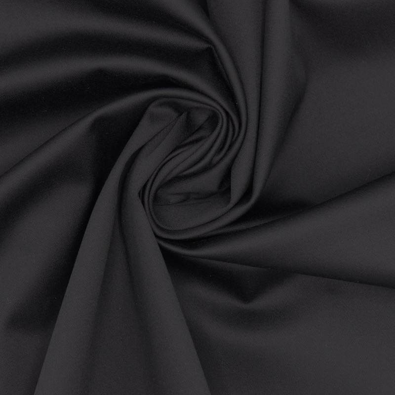 Stretch cotton satin fabric - black