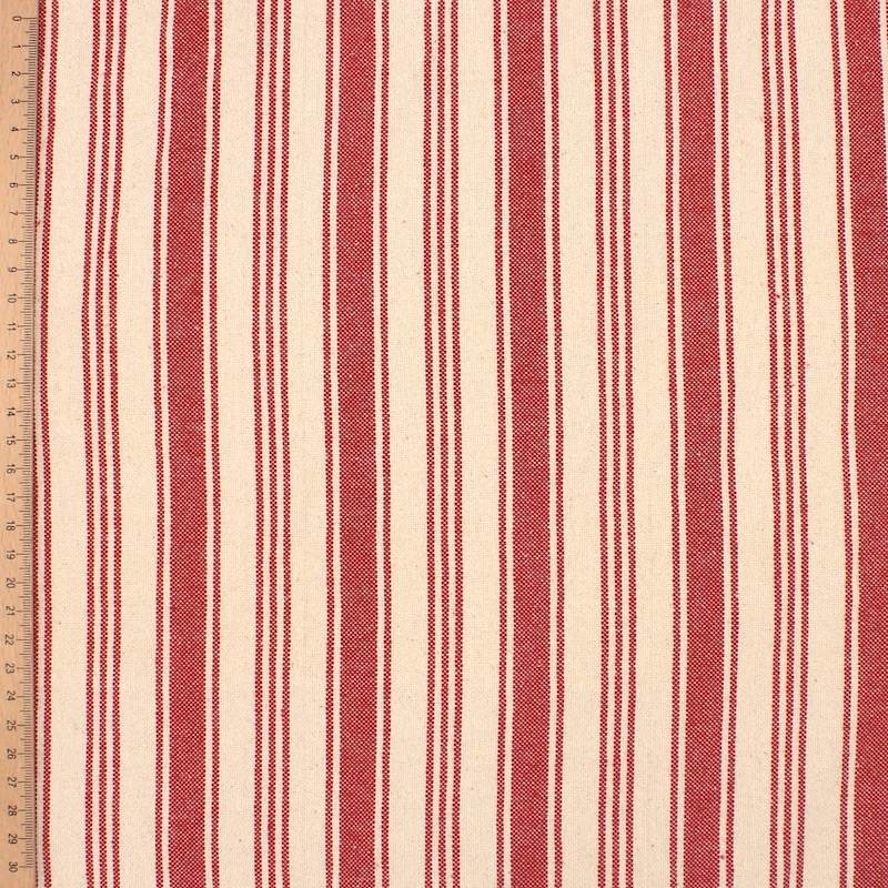 Tissu coton indien rayures - rouge