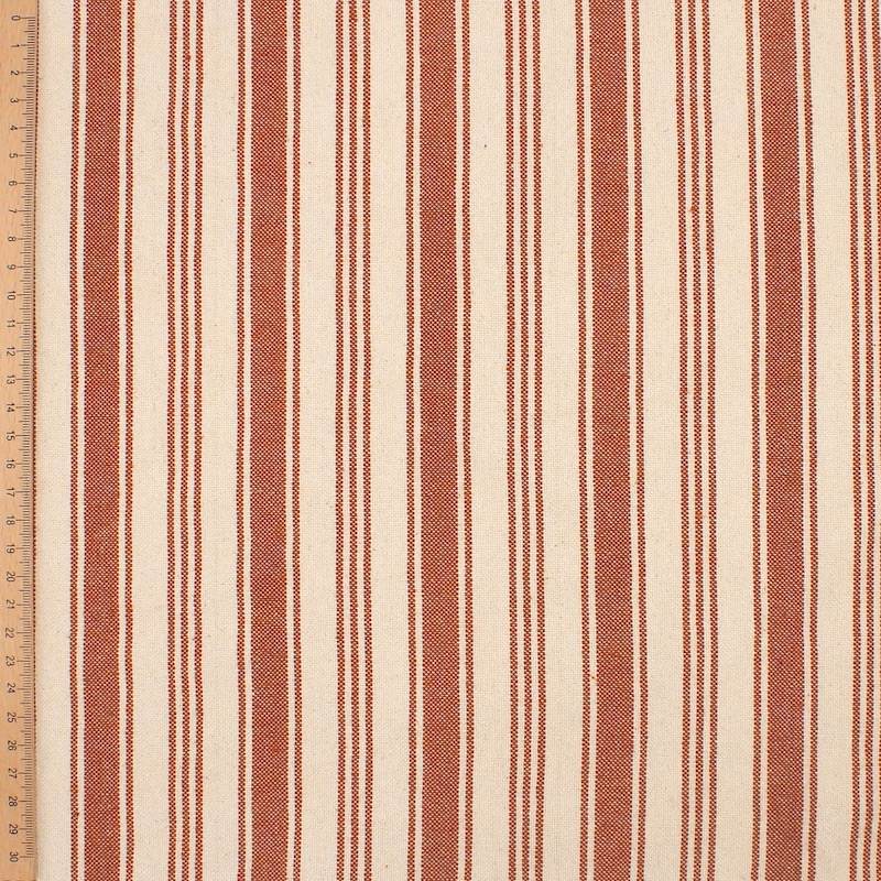 Tissu coton indien rayures - terracota