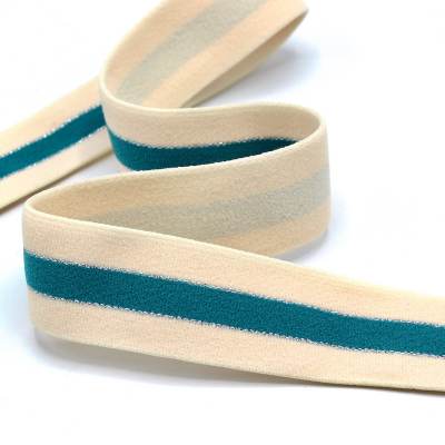 Two-tone elastic belt - duck / silver