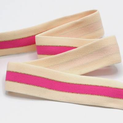 Ceinture élastique bicolore - fuchsia