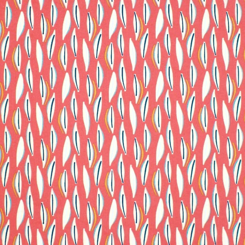 Cretonne printed with confetti - coral