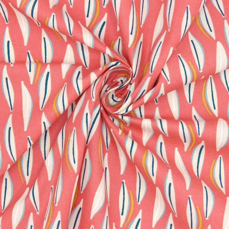 Cretonne printed with confetti - coral