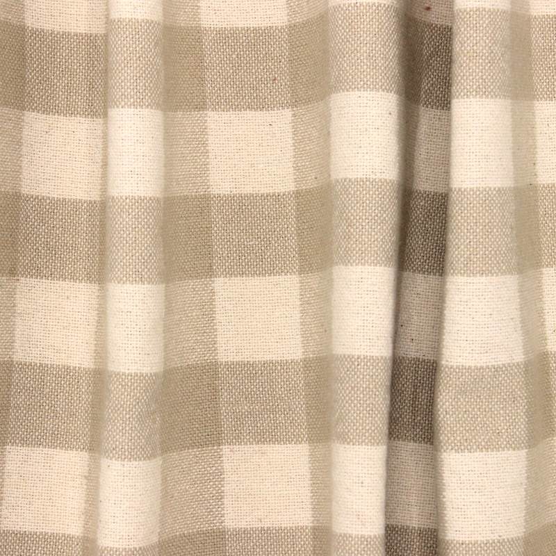 Indian cotton check fabric - ficelle 