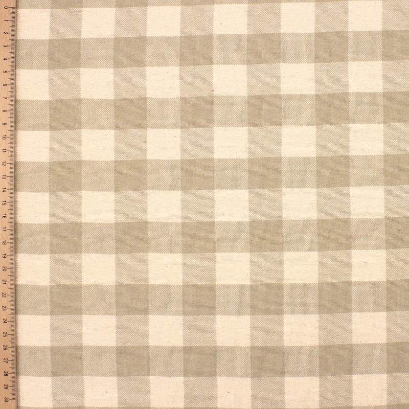 Indian cotton check fabric - ficelle 