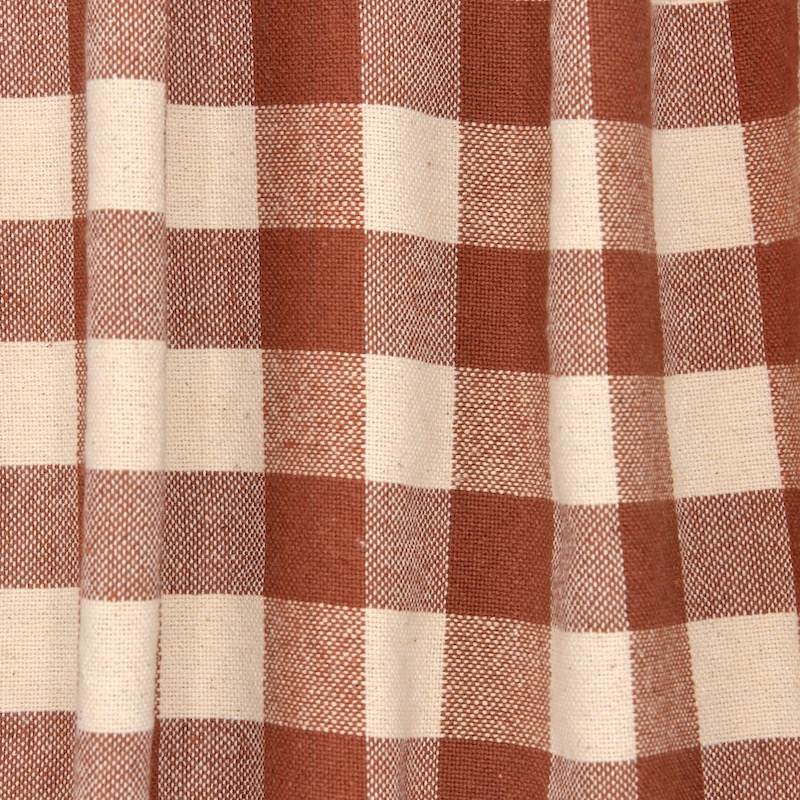 Indian cotton check fabric - terracota