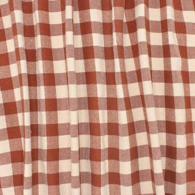 Indian cotton check fabric - terracota