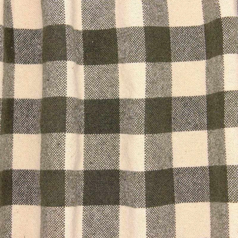 Indian cotton check fabric - khaki