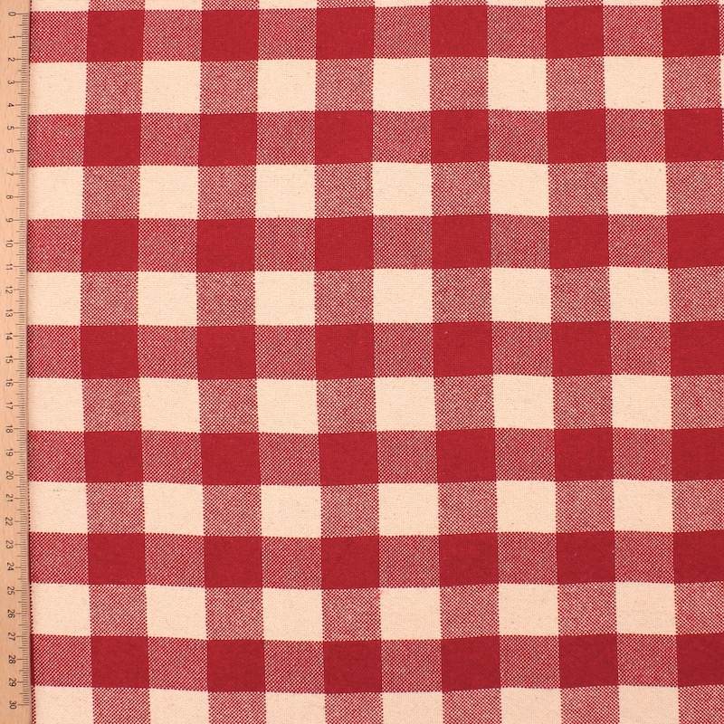 Indian cotton check fabric - red