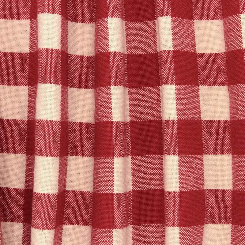 Indian cotton check fabric - red