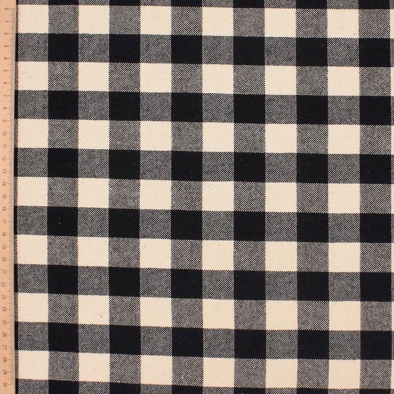 Indian cotton check fabric - black