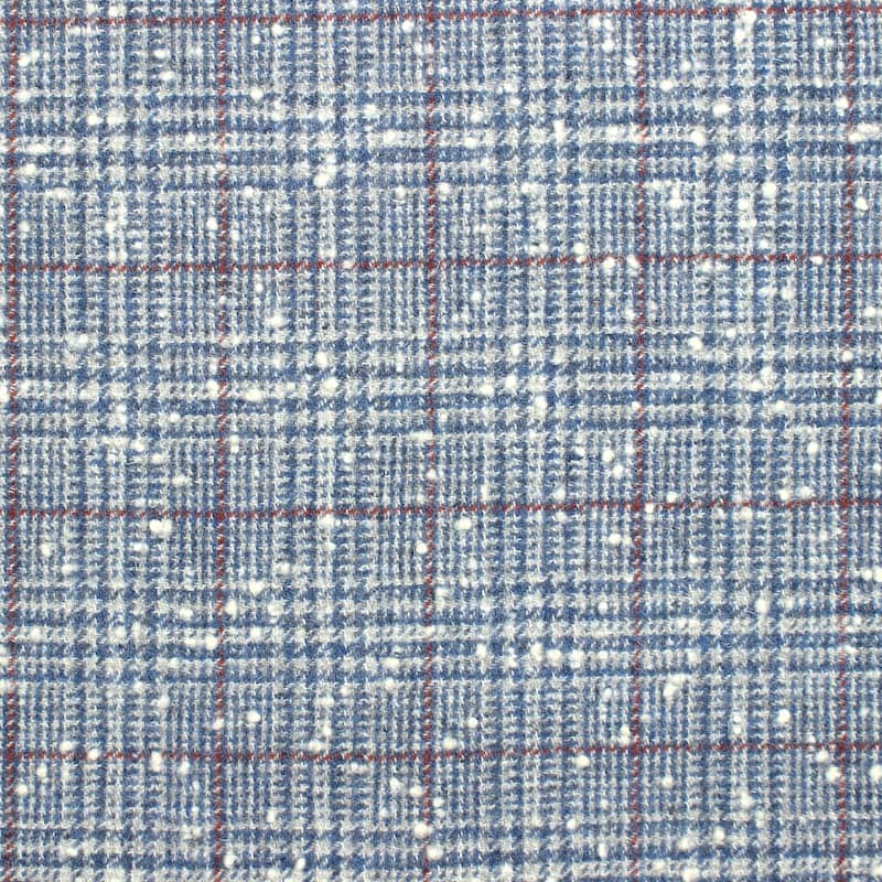 Tissu laine carreaux - bleu/gris