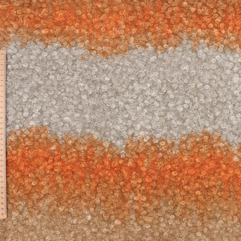 Bouclette fabric - orange and beige