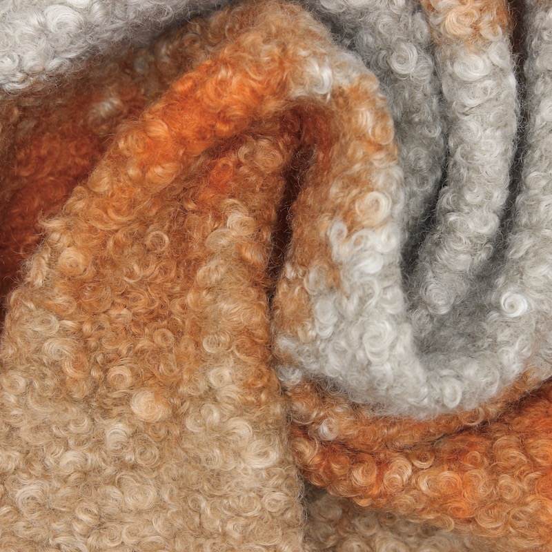 Bouclette fabric - orange and beige