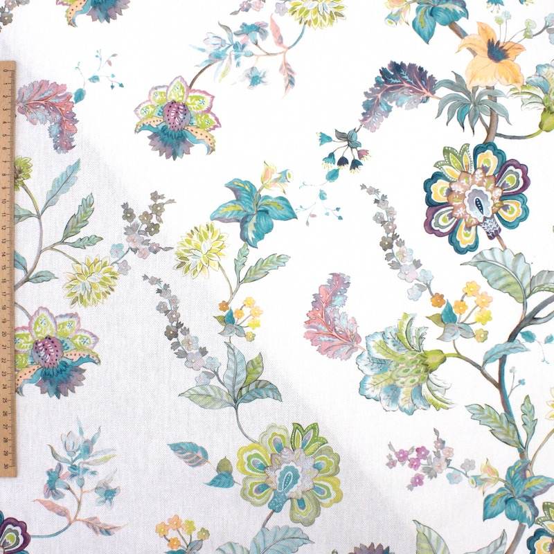 100% cotton fabric with floral print - blue