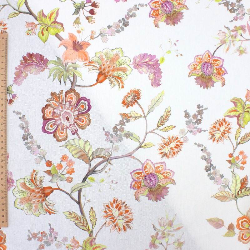 100% cotton fabric with floral print - orange