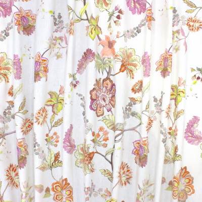 100% cotton fabric with floral print - orange