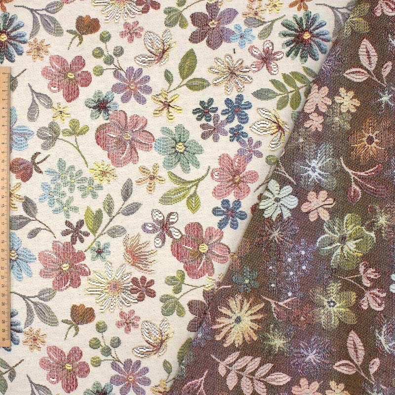 Floral jacquard fabric - multicoloured