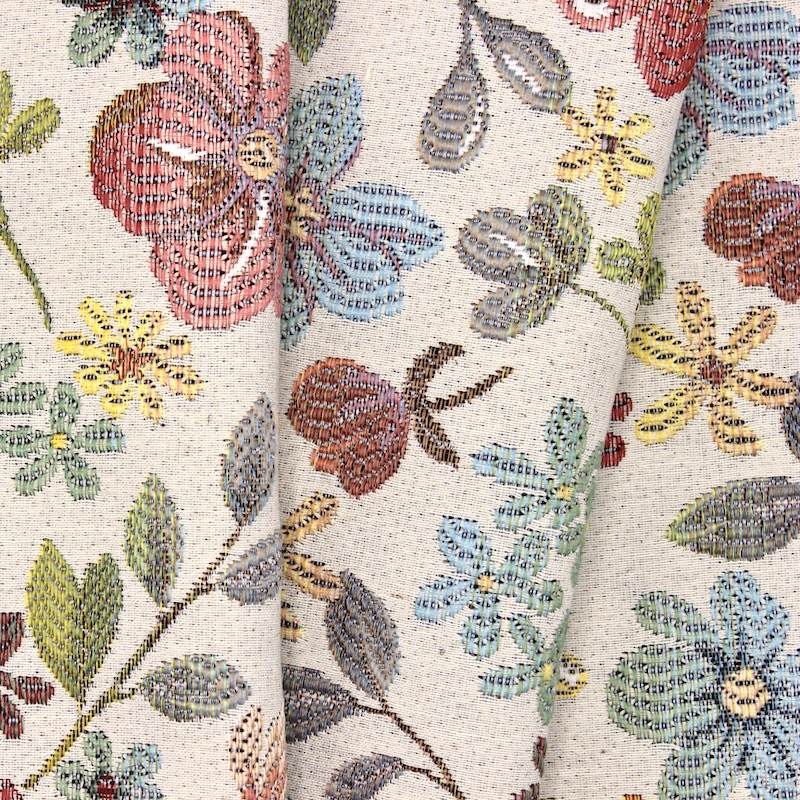 Floral jacquard fabric - multicoloured