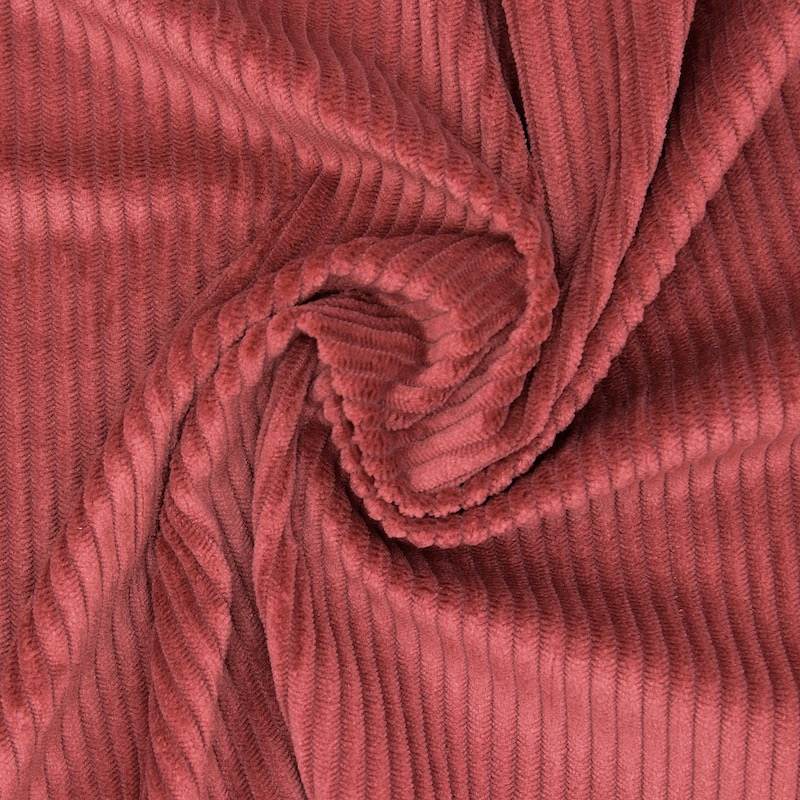 Stretch corduroy fabric - Brick-colored