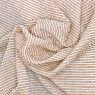 Tissu voile viscose rayures - beige