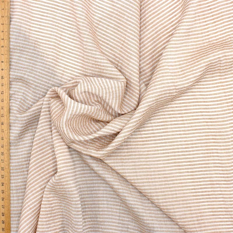 Tissu voile viscose rayures - beige