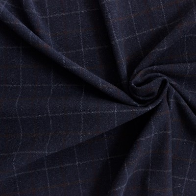 Woolen fabric checkered blue, black and grey