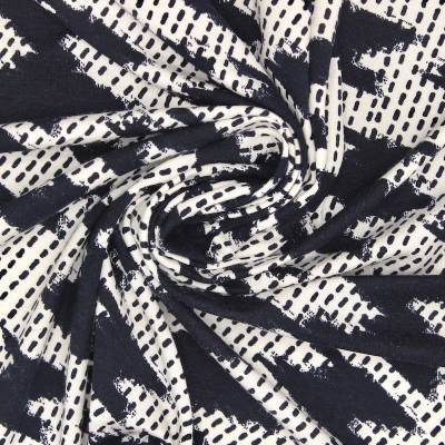 Printed viscose jersey fabric - navy and white