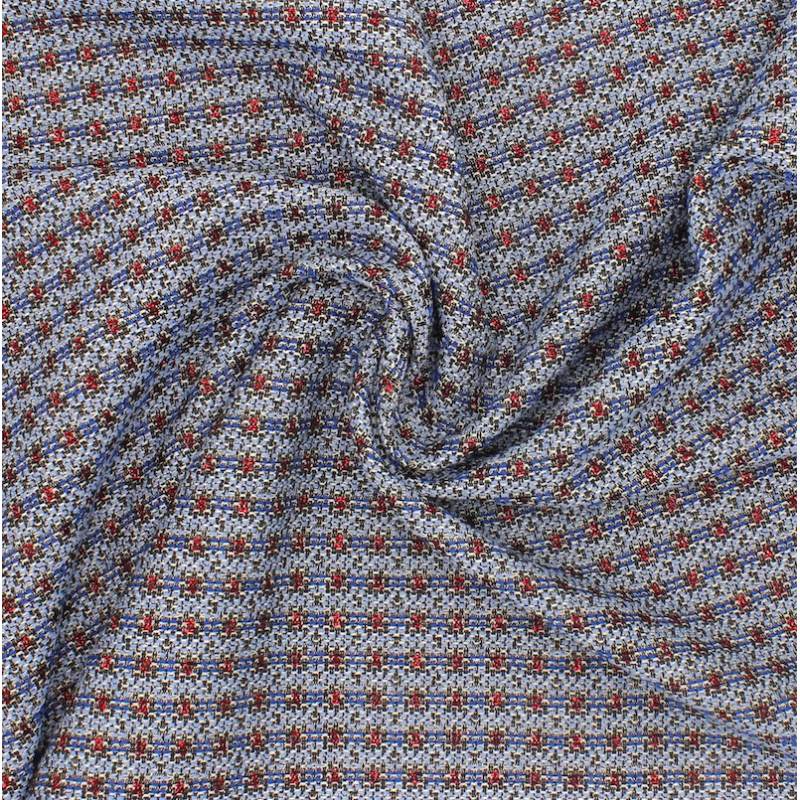 Jacquard fabric with red lurex thread - blue 