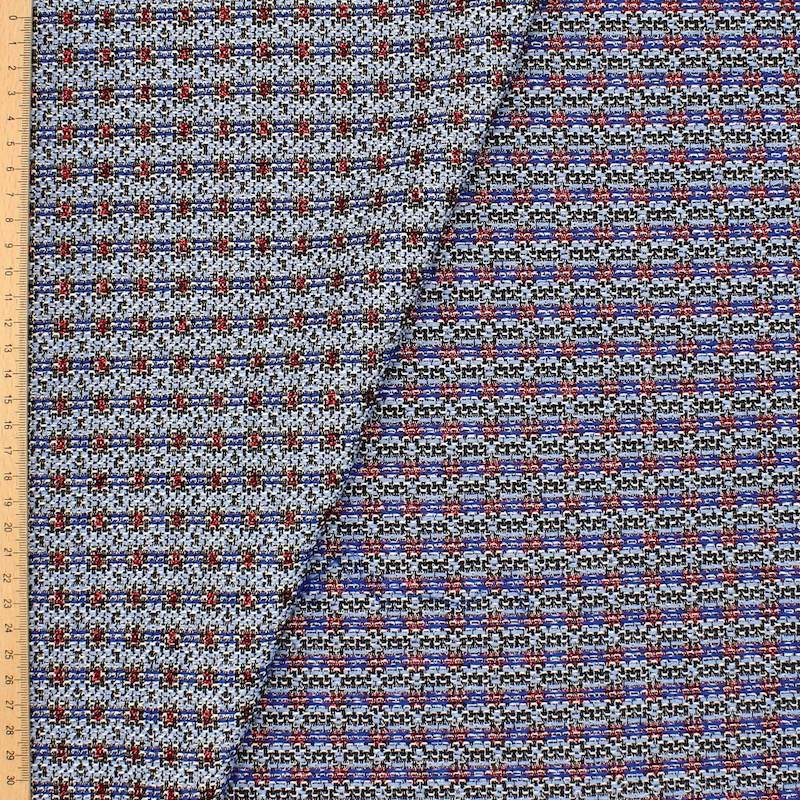 Jacquard fabric with red lurex thread - blue 