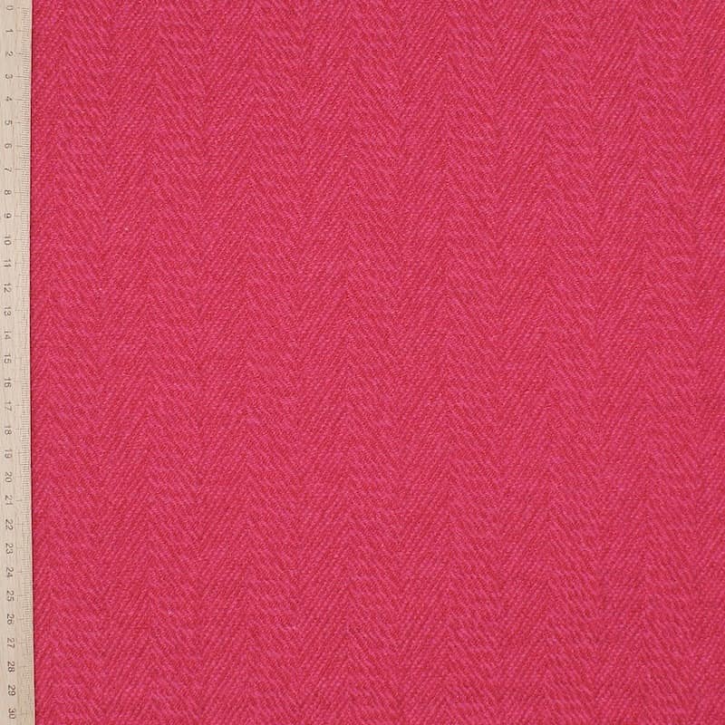 Fabric in wool and polyester - pink and red 