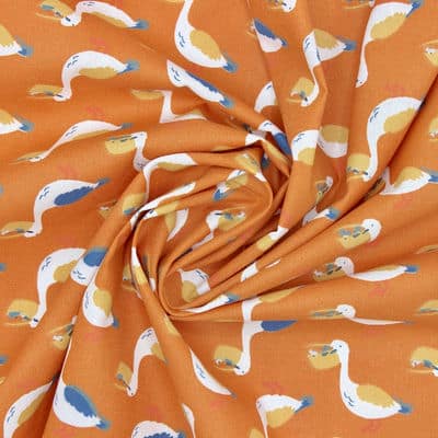 100% cotton fabric with pelicans - rust