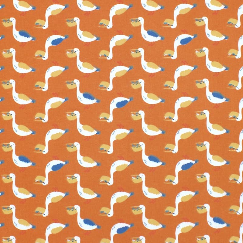 100% cotton fabric with pelicans - rust