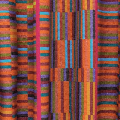 Fabric in cotton and linen with graphic print - multicolored 