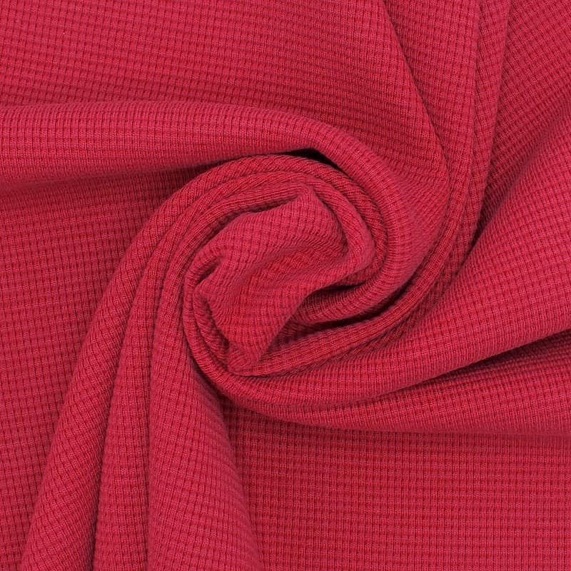 Tissu jersey tricot gaufré - lie de vin