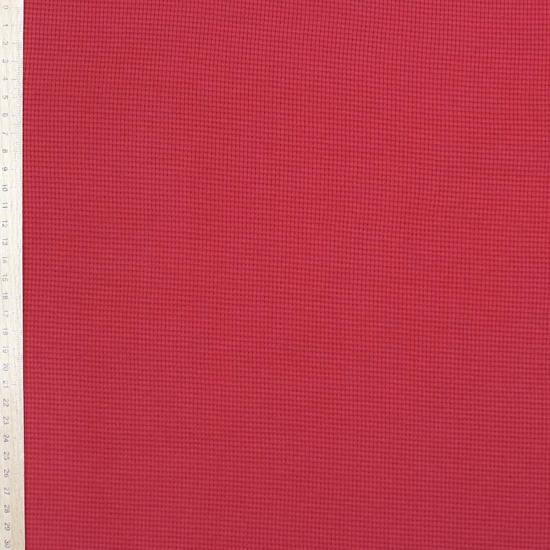 Tissu jersey tricot gaufré - lie de vin