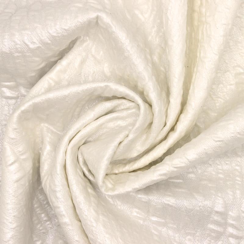 Tissu maille jacquard effet irisé - blanc cassé