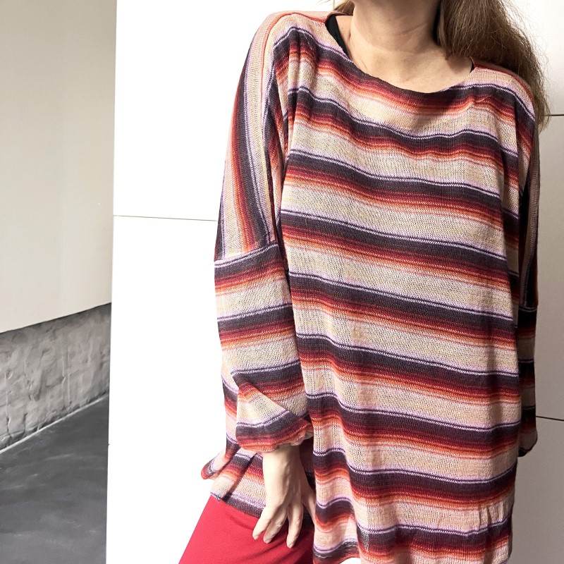 Pink striped light knitwear fabric