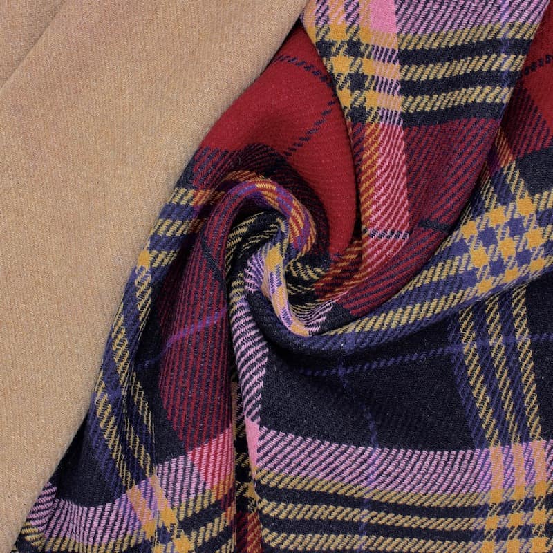 Checkered wool fabric - multicolored 