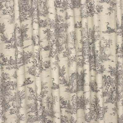 Tissu coton imprimé toile de jouy - noir